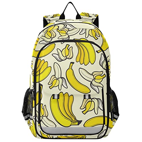 Glaphy Yellow Banana Backpack School Bag Lightweight Laptop Backpacks Students Travel Daypack with Reflective Stripes