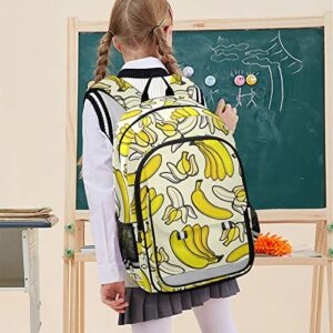 Glaphy Yellow Banana Backpack School Bag Lightweight Laptop Backpacks Students Travel Daypack with Reflective Stripes