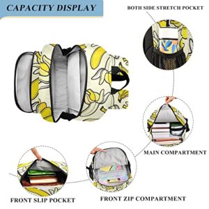 Glaphy Yellow Banana Backpack School Bag Lightweight Laptop Backpacks Students Travel Daypack with Reflective Stripes