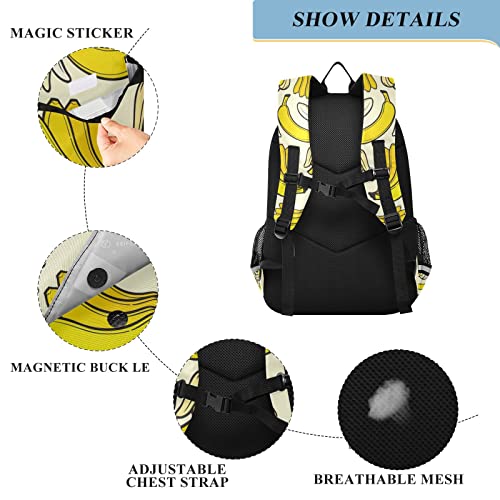 Glaphy Yellow Banana Backpack School Bag Lightweight Laptop Backpacks Students Travel Daypack with Reflective Stripes