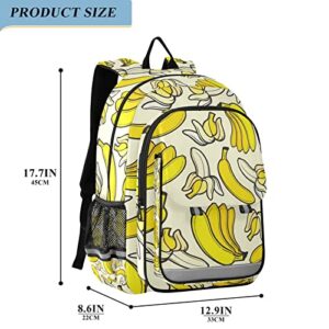 Glaphy Yellow Banana Backpack School Bag Lightweight Laptop Backpacks Students Travel Daypack with Reflective Stripes