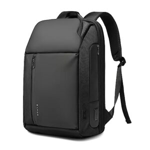 tfro & cile laptop backpack 15.6 inch business travel backpack for men with usb charging port waterproof bag, black