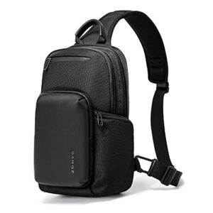 Tfro & Cile Sling Bag for Men Crossbody Bags Shoulder Backpacks Casual Daypack Bag Black Chest Backpack for Hiking Ridding Climbing