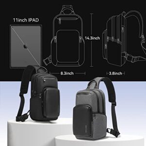 Tfro & Cile Sling Bag for Men Crossbody Bags Shoulder Backpacks Casual Daypack Bag Black Chest Backpack for Hiking Ridding Climbing