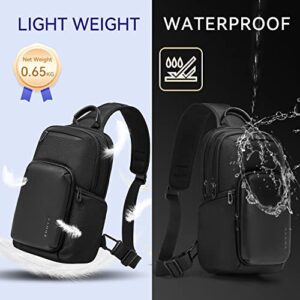 Tfro & Cile Sling Bag for Men Crossbody Bags Shoulder Backpacks Casual Daypack Bag Black Chest Backpack for Hiking Ridding Climbing