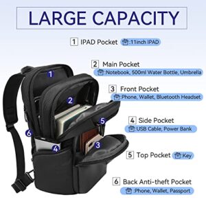 Tfro & Cile Sling Bag for Men Crossbody Bags Shoulder Backpacks Casual Daypack Bag Black Chest Backpack for Hiking Ridding Climbing