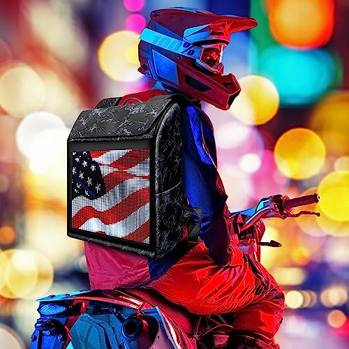 RODANNY LED Backpack, Waterproof Motorcycle Backpack, Designable Screen, Birthday Gift for Men, Laptop Backpack 15.6 Inch (Gray)
