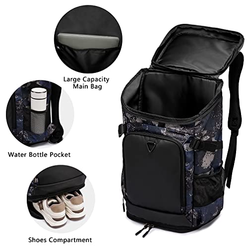 TUGUAN Travel Backpack for Men Women Sports Gym Backpack with Shoes Compartment Large Carry on Backpack for Weekender Water Resistant College Daypack Airline Approved Overnight Casual Backpacks, 35L