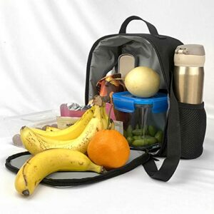 HIGOH Backpack Three-Piece Cartoon School Bag With Pencil Case Lunch Bag, Black
