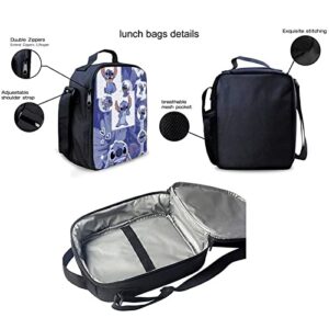 HIGOH Backpack Three-Piece Cartoon School Bag With Pencil Case Lunch Bag, Black
