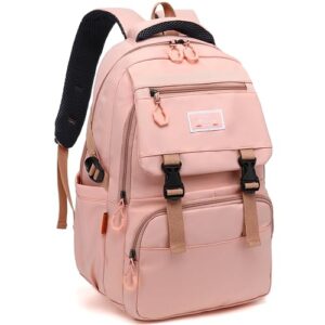 leaper water-resistant laptop backpacks lightweight bag for women book bag casual daypack pink