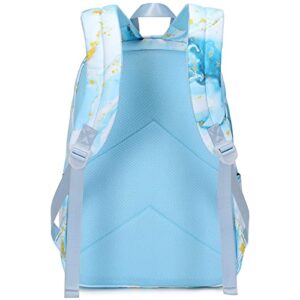 Createy Marble Backpack for Girls School Backpack with Lunch Box Kids Backpack Bookbags School Bag Set for Preschool Primary Elementary Students