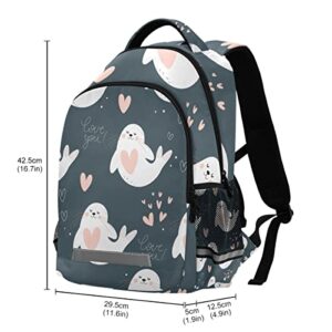 ODAWA Seal and Hearts School Bag for Boys Girls, Kids Backpack Elementary