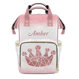 XIUCOO Print Pink White Personalized Diaper Bags Waterproof Backpack Shoulder Daypack for Mother's Day Gifts