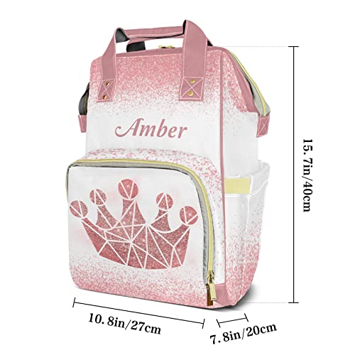 XIUCOO Print Pink White Personalized Diaper Bags Waterproof Backpack Shoulder Daypack for Mother's Day Gifts