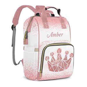 XIUCOO Print Pink White Personalized Diaper Bags Waterproof Backpack Shoulder Daypack for Mother's Day Gifts