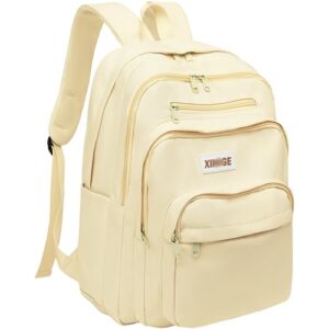 Leaper Water-resistant Laptop Backpacks Lightweight Casual Daypack Bag White