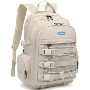 leaper water-resistant laptop backpacks casual backpack college bag travel bag satchel white