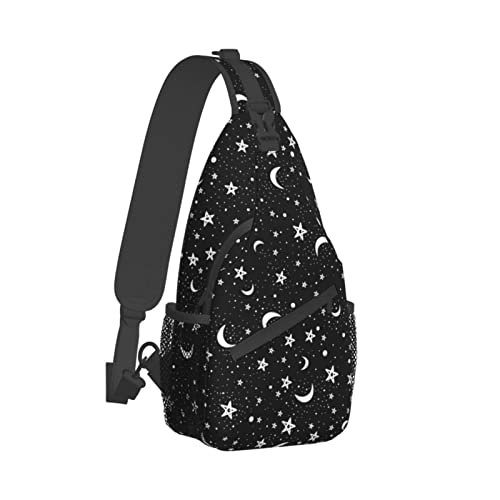 Jumou Star and Moon Sling Bag Crossbody Backpack Women Men Travel Chest Bag Casual Outdoor Sports Running Hiking