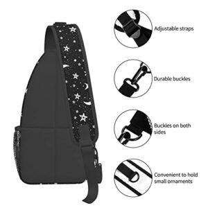 Jumou Star and Moon Sling Bag Crossbody Backpack Women Men Travel Chest Bag Casual Outdoor Sports Running Hiking