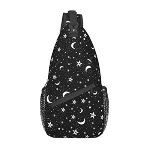 Jumou Star and Moon Sling Bag Crossbody Backpack Women Men Travel Chest Bag Casual Outdoor Sports Running Hiking