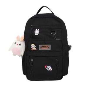 yjmkoi kawaii backpack for girls with pins primary school backpack sweet and cute girl school bag kids bookbag， black