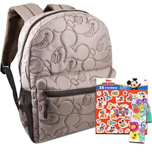 mickey mouse school backpack kids 16 inches - bundle with mickey backpack, mickey mouse stickers, bookmark | mickey quilted backpack for toddlers