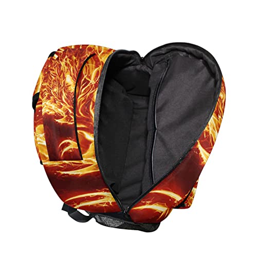JIPONI Fire Dragon Head on Dark Background Backpack For Girls Boys, Student School Bag Bookbag Travel Laptop Backpack Purse Daypack
