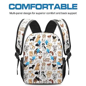 HELVOON Puppy Kids School Backpack for Girls Boys Travel Backpack for Women Men 12.6 x 6.3 x 16 in, Laptop Notebook School Bag, Stylish Casual Daypack Shoulder Bag Dogs