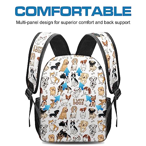 HELVOON Puppy Kids School Backpack for Girls Boys Travel Backpack for Women Men 12.6 x 6.3 x 16 in, Laptop Notebook School Bag, Stylish Casual Daypack Shoulder Bag Dogs