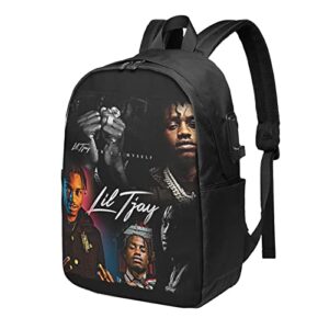 aoijhojahq lil rapper singer tjay backpack computer bag usb backpack shoulders daypack gifts unisex backpack with usb charging/headphone port 17in for women/men