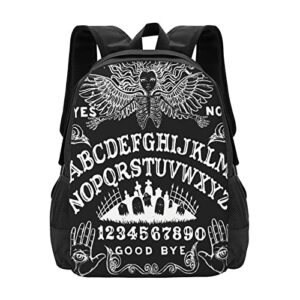 wzomt funny magic ouija board backpack gothic skull coffin witch tarot goth horror school backpack halloween gifts black bookbag laptop bags retro travel daypack for kids teens 17" rucksack