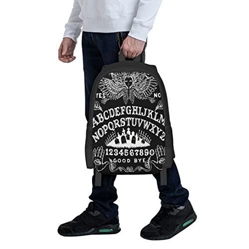 WZOMT Funny Magic Ouija Board Backpack Gothic Skull Coffin Witch Tarot Goth Horror School Backpack Halloween Gifts Black Bookbag Laptop Bags Retro Travel Daypack for Kids Teens 17" Rucksack