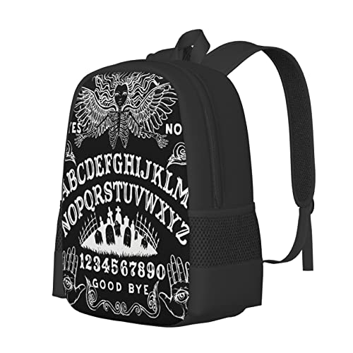 WZOMT Funny Magic Ouija Board Backpack Gothic Skull Coffin Witch Tarot Goth Horror School Backpack Halloween Gifts Black Bookbag Laptop Bags Retro Travel Daypack for Kids Teens 17" Rucksack