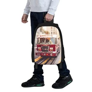 ALIFAFA Fire Truck School Backpack Bookbag for Teens Kids Boys Girls, Polyester School & Travel Backpacks for Elementary Middle High College Students, Unique Casual Daypack Rucksack, 17 Inch