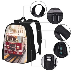 ALIFAFA Fire Truck School Backpack Bookbag for Teens Kids Boys Girls, Polyester School & Travel Backpacks for Elementary Middle High College Students, Unique Casual Daypack Rucksack, 17 Inch