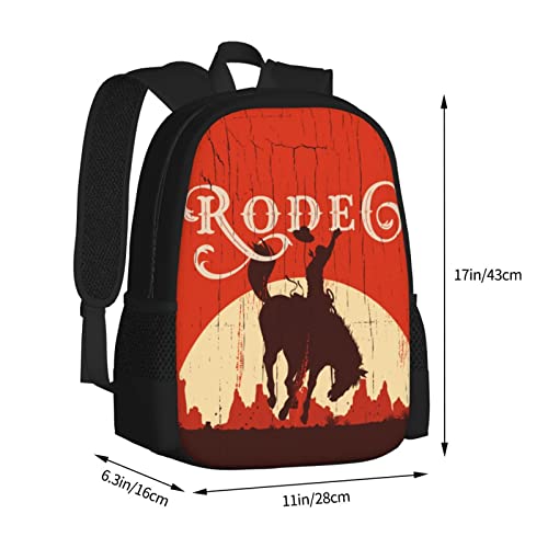 ALIFAFA Western School Backpack Shoulder Daypack,Rodeo Cowboy Riding Wild Horse On A Wooden Boy Men School Bag Outdoor Casual Shoulders Backpack Travel Daypacks for Women Men Teens Kids