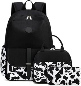 bluboon gils bookbags middle school backpack schoolbag for teens girls high school(cow print 3 in 1)