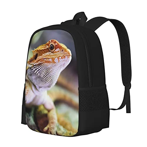 FREE LION Kids Fierce Bearded Dragon Lizard Backpack for Boys Girls Bookbags Elementary Middle High School Bag Large Capacity 17 inch Big Student Backpack for School% Travel