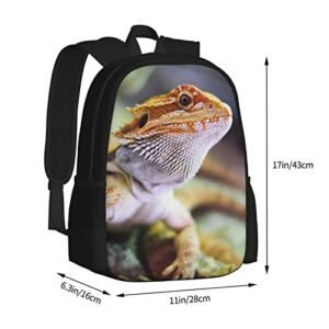 FREE LION Kids Fierce Bearded Dragon Lizard Backpack for Boys Girls Bookbags Elementary Middle High School Bag Large Capacity 17 inch Big Student Backpack for School% Travel