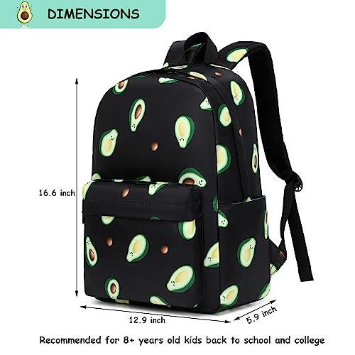 Fuyicat Avocado School Backpack for Girls, Kids Teens Elementary Middle School Bag Women College Bookbag Laptop Backpacks