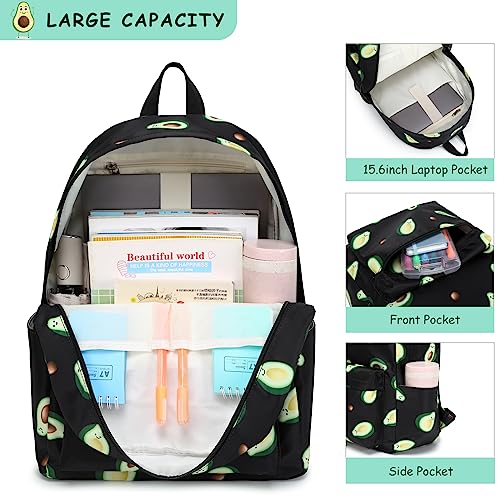 Fuyicat Avocado School Backpack for Girls, Kids Teens Elementary Middle School Bag Women College Bookbag Laptop Backpacks