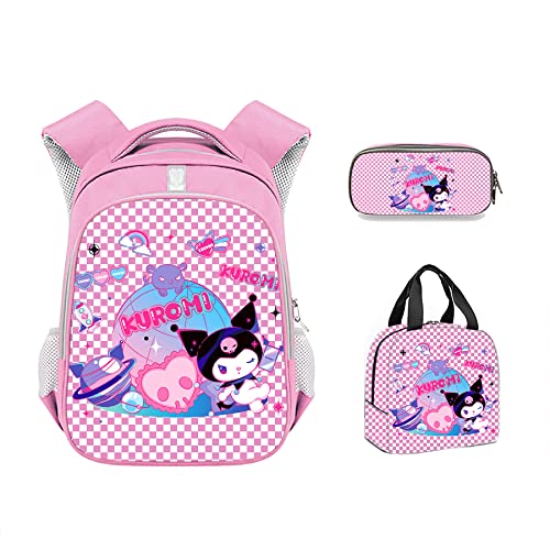 JCLOCK 3PCS Kawaii Backpack Set Pink 17 Inch Aesthetic Personalized Pink Backpack Set, Portable Large Capacity Breathable Daypack