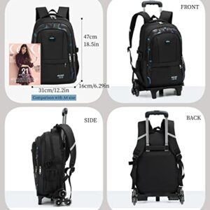 MITOWERMI Rolling Backpack for Boys Girls Trolley Bag with Wheels Roller Backpack for Kids Wheeled Middle School Bookbags