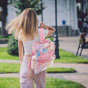 Silkfly 2 Pcs Clear Backpack Stadium Approved Heavy Duty Transparent Bookbag Large Clear Book Bag See Through Backpack Plastic Backpack PVC Backpacks for School Work Women Men, Black and Pink