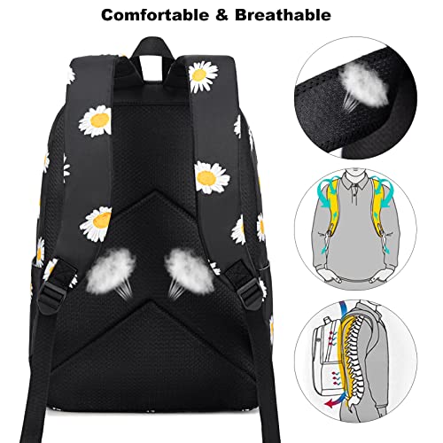 Esfoxes Daisy Girls Backpack for Elementary Middle School, Kids Teens School Bag Women College Bookbag Laptop Backpacks