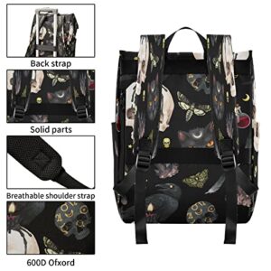 MNSRUU Roll Top Travel Backpack Goth Skull Moth Laptop Backpacks for Women Men School Book Bag for College Students, Carry On Casual Daypack Backpacks
