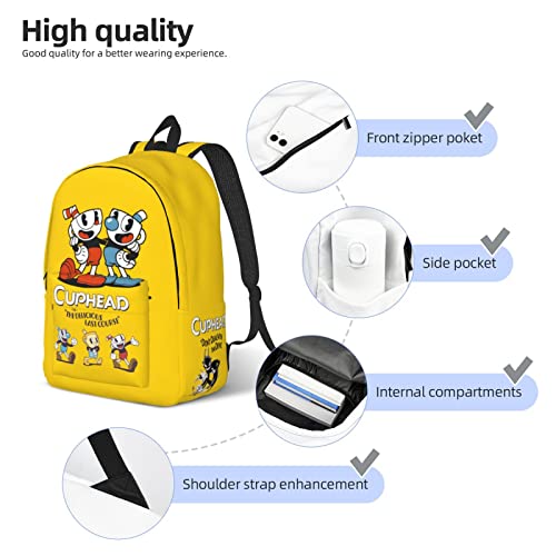 NEHAJUNXI Cups Yellow Canvas Backpack Large Capacity Travel Lightweight Casual Daypack Adjustable Strap Work Laptop Bag Gift For Men And Women