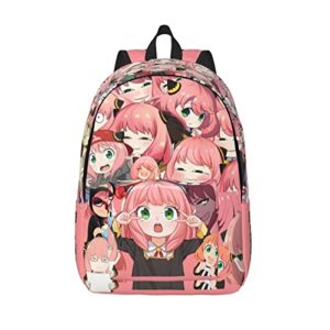 nehajunxi cute anime pink canvas backpack large capacity travel lightweight casual daypack adjustable strap work laptop bag gift for men and women