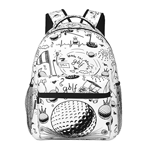 RUVNSR Golf Backpack 16 Inch School Backpacks 3D Print Lightweight Ball Bookbag Casual Sport Daypack Travel Bag for Kids Girls Boys Men Gifts